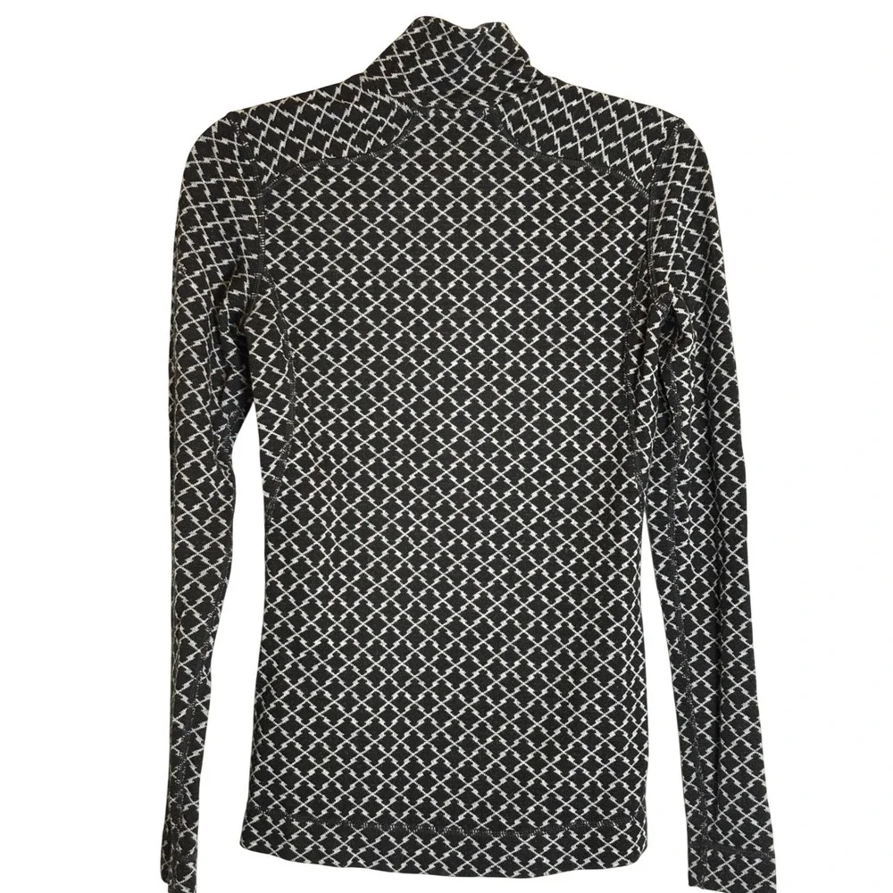 Smartwool Merino 250 Base Layer Womens Small Black White Geometric 1/4 Zip Top - Picture 3 of 10